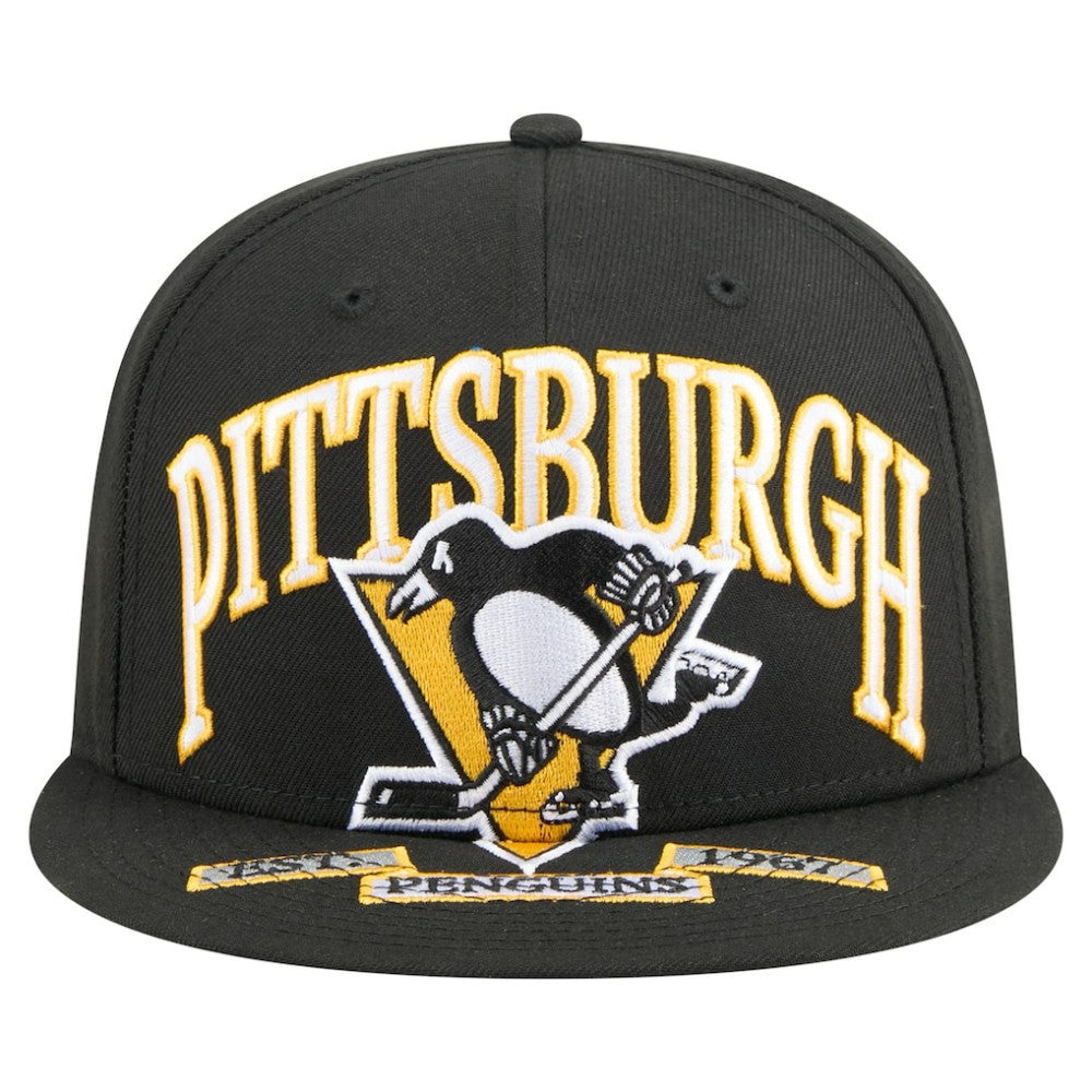 Pittsburgh Penguins New Era Oversized Vintage Arch 59Fifty Fitted Hat - Black | US 202715409