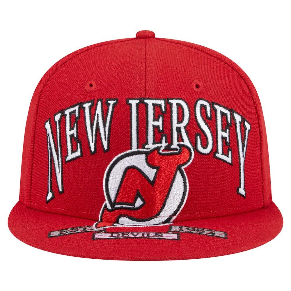 New Jersey Devils New Era Oversized Vintage Arch 59Fifty Fitted Hat - Red | US 202715412
