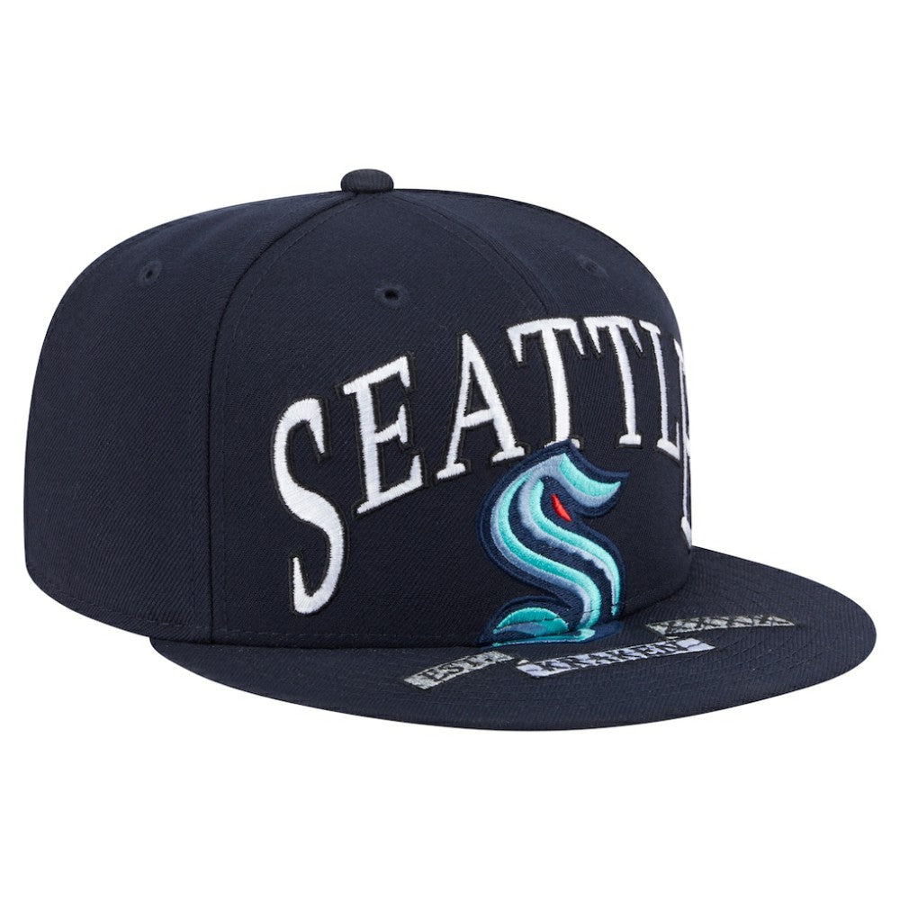 Seattle Kraken New Era Oversized Vintage Arch 59Fifty Fitted Hat - Deep Sea Blue | US 202715419