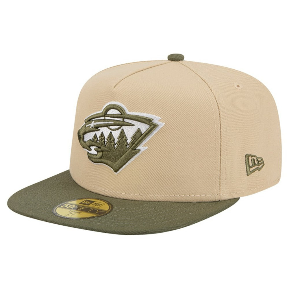 Minnesota Wild New Era Color Pack Two-Tone 59FIFTY A-Frame Fitted Hat - Tan/Olive | US 202715422