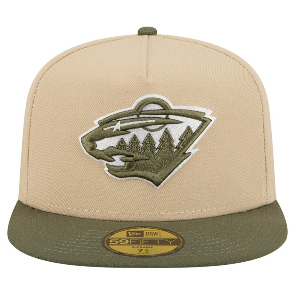 Minnesota Wild New Era Color Pack Two-Tone 59FIFTY A-Frame Fitted Hat - Tan/Olive | US 202715422