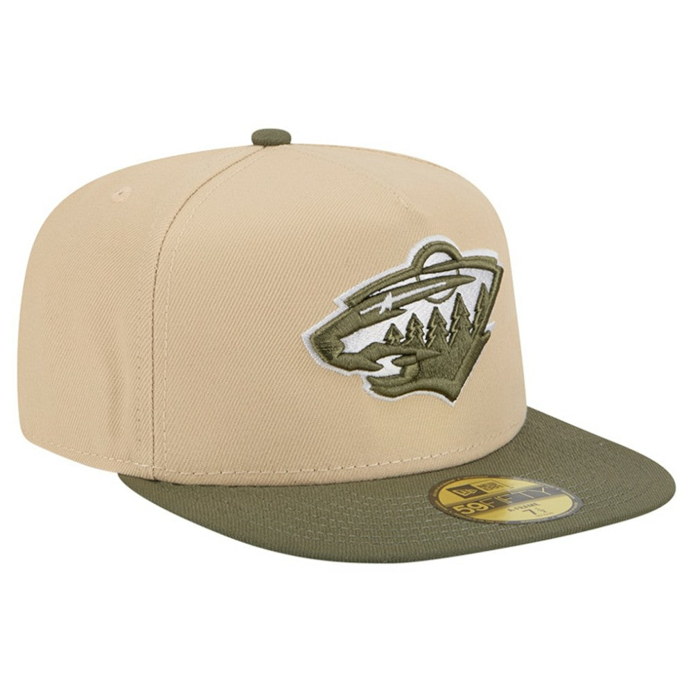 Minnesota Wild New Era Color Pack Two-Tone 59FIFTY A-Frame Fitted Hat - Tan/Olive | US 202715422