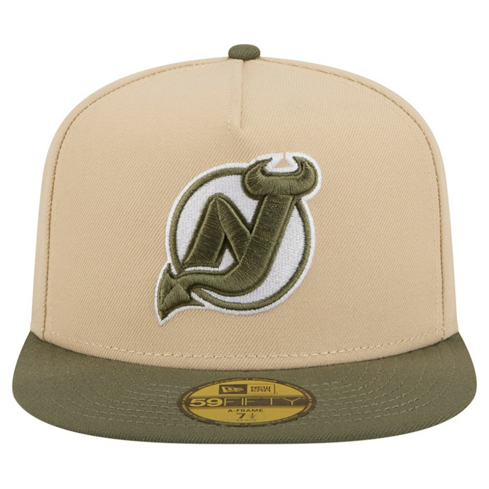 New Jersey Devils New Era Color Pack Two-Tone 59FIFTY A-Frame Fitted Hat - Tan/Olive | US 202715423