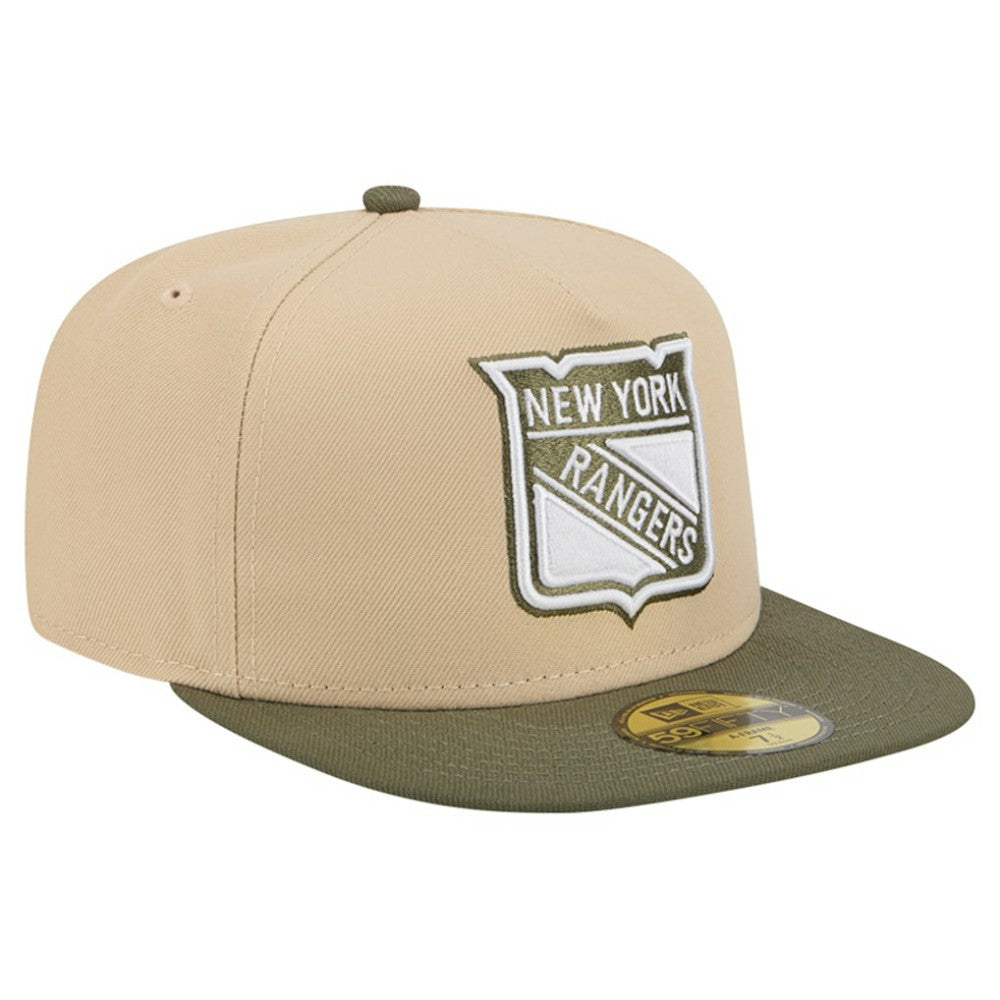 New York Rangers New Era Color Pack Two-Tone 59FIFTY A-Frame Fitted Hat - Tan/Olive | US 202715425