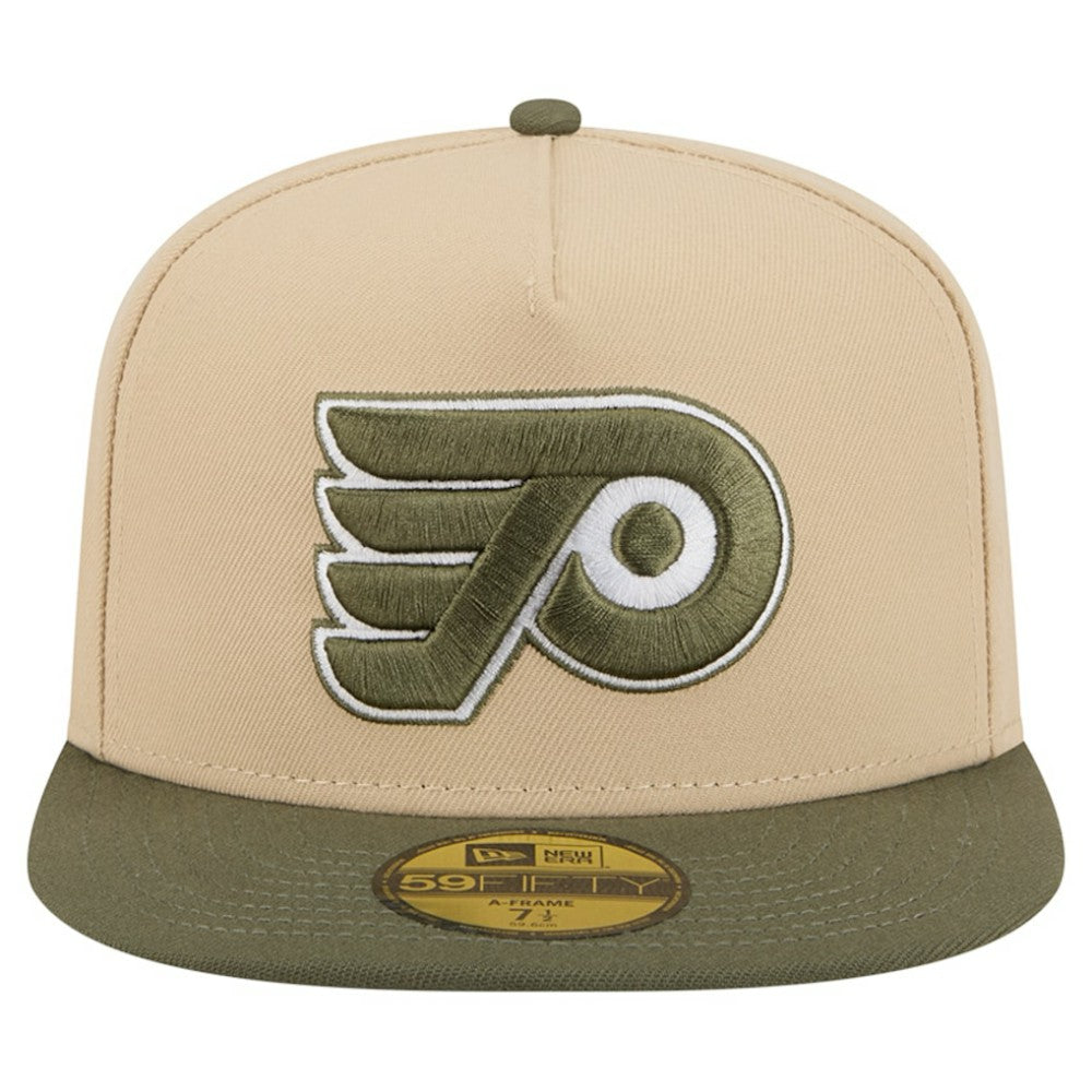 Philadelphia Flyers New Era Color Pack Two-Tone 59FIFTY A-Frame Fitted Hat - Tan/Olive | US 202715426