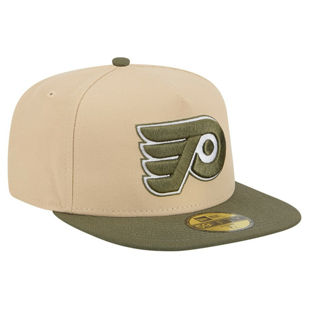 Philadelphia Flyers New Era Color Pack Two-Tone 59FIFTY A-Frame Fitted Hat - Tan/Olive | US 202715426
