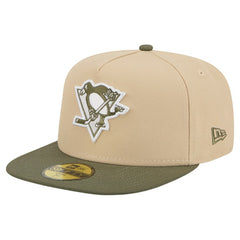 Pittsburgh Penguins New Era Color Pack Two-Tone 59FIFTY A-Frame Fitted Hat - Tan/Olive | US 202715427