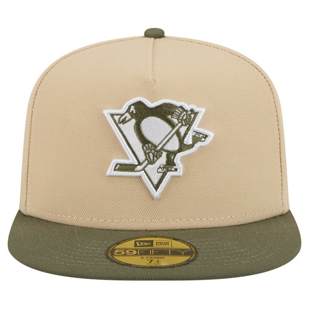 Pittsburgh Penguins New Era Color Pack Two-Tone 59FIFTY A-Frame Fitted Hat - Tan/Olive | US 202715427