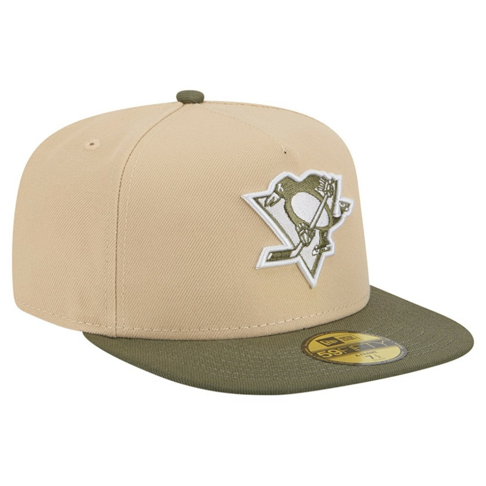 Pittsburgh Penguins New Era Color Pack Two-Tone 59FIFTY A-Frame Fitted Hat - Tan/Olive | US 202715427