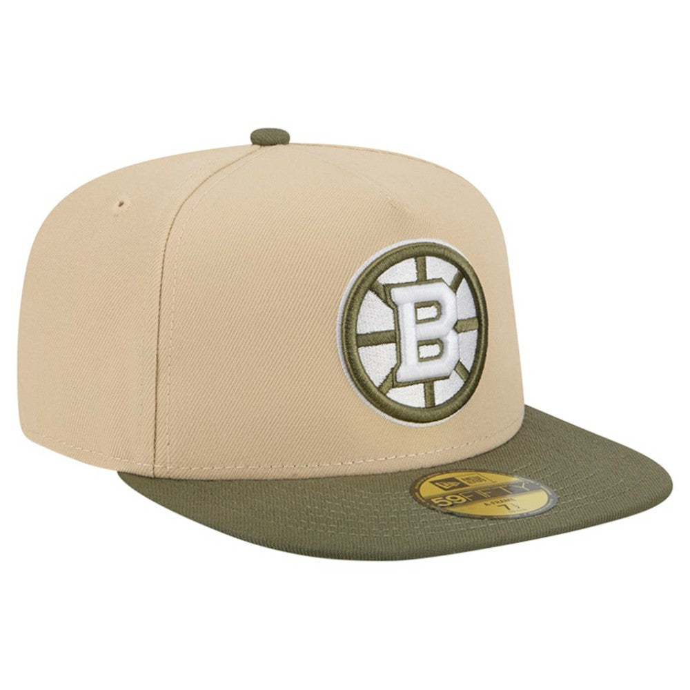 Boston Bruins New Era Color Pack Two-Tone 59FIFTY A-Frame Fitted Hat - Tan/Olive | US 202715428