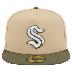 Seattle Kraken New Era Color Pack Two-Tone 59FIFTY A-Frame Fitted Hat - Tan/Olive | US 202715431