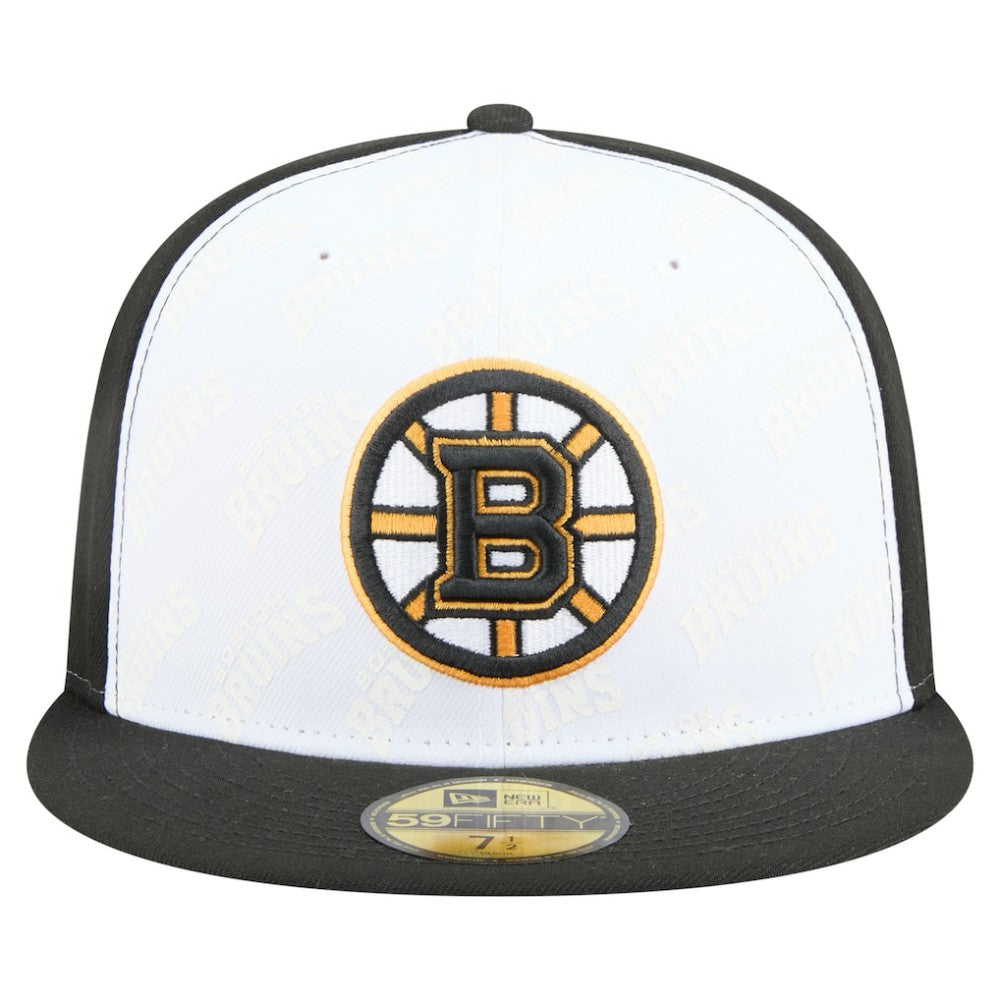Boston Bruins New Era Repeat Two-Tone 59FIFTY Fitted Hat - White/Black | US 202715492