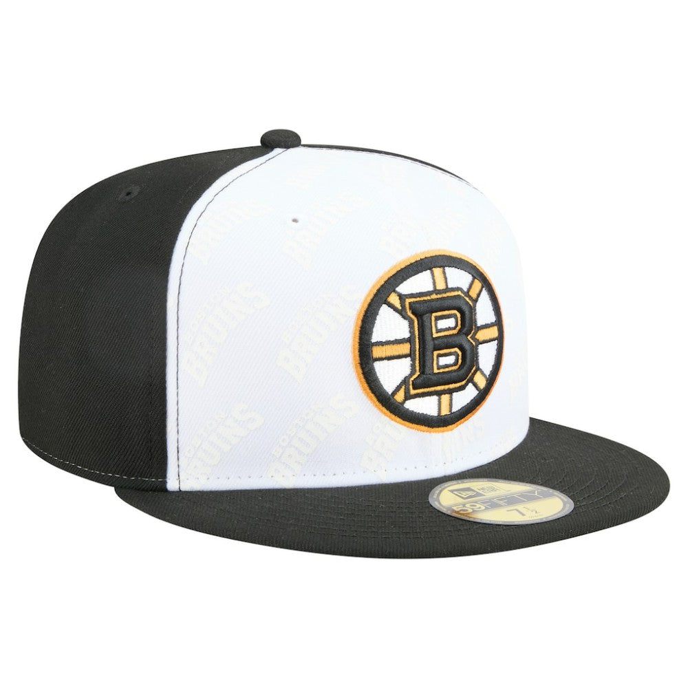 Boston Bruins New Era Repeat Two-Tone 59FIFTY Fitted Hat - White/Black | US 202715492