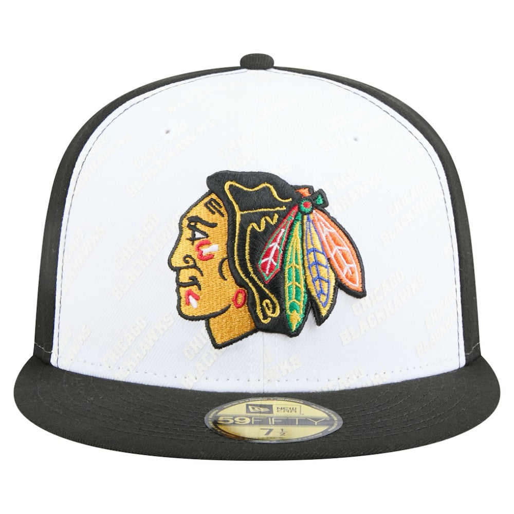 Chicago Blackhawks New Era Repeat Two-Tone 59FIFTY Fitted Hat - White/Black | US 202715494