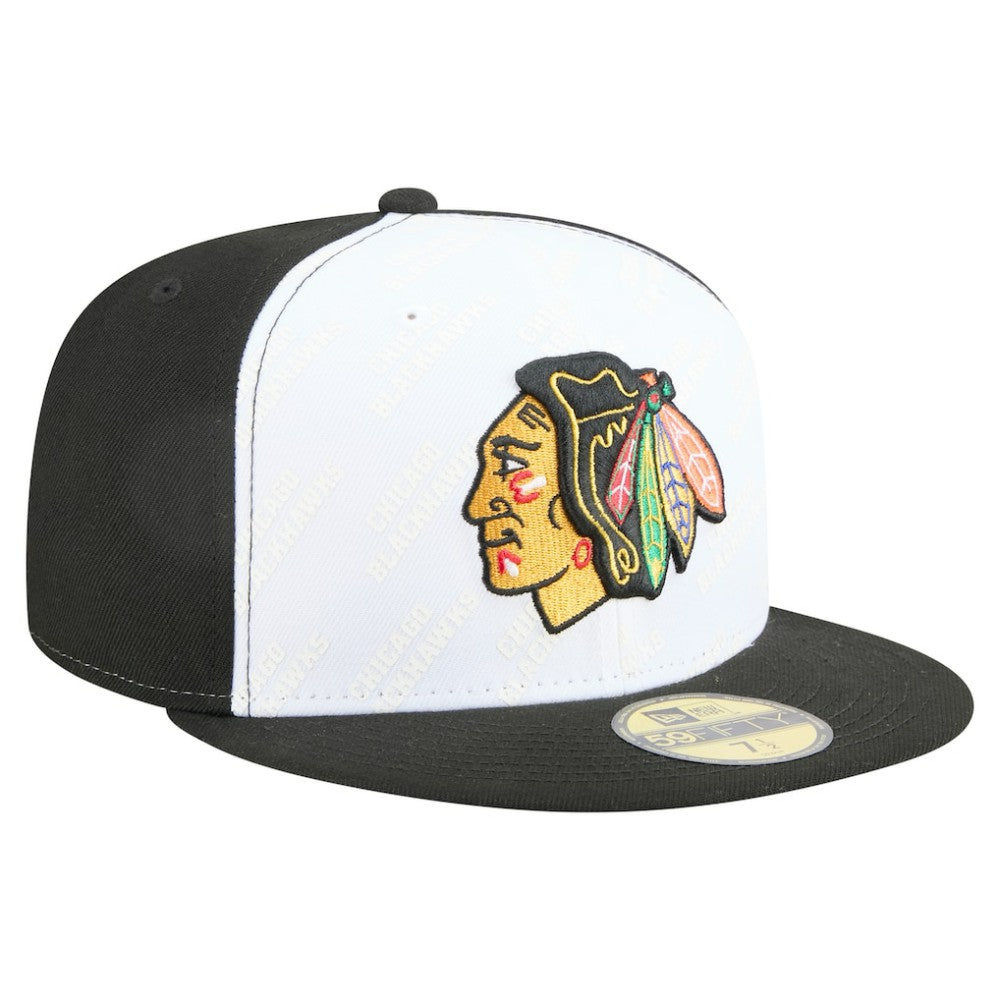 Chicago Blackhawks New Era Repeat Two-Tone 59FIFTY Fitted Hat - White/Black | US 202715494