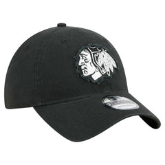 Chicago Blackhawks New Era Stamp Fabric Applique 9TWENTY Adjustable Hat - Black | US 202715523