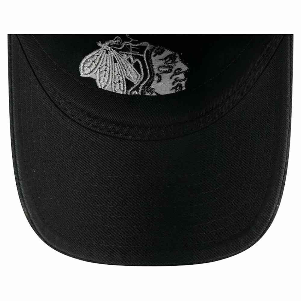 Chicago Blackhawks New Era Stamp Fabric Applique 9TWENTY Adjustable Hat - Black | US 202715523