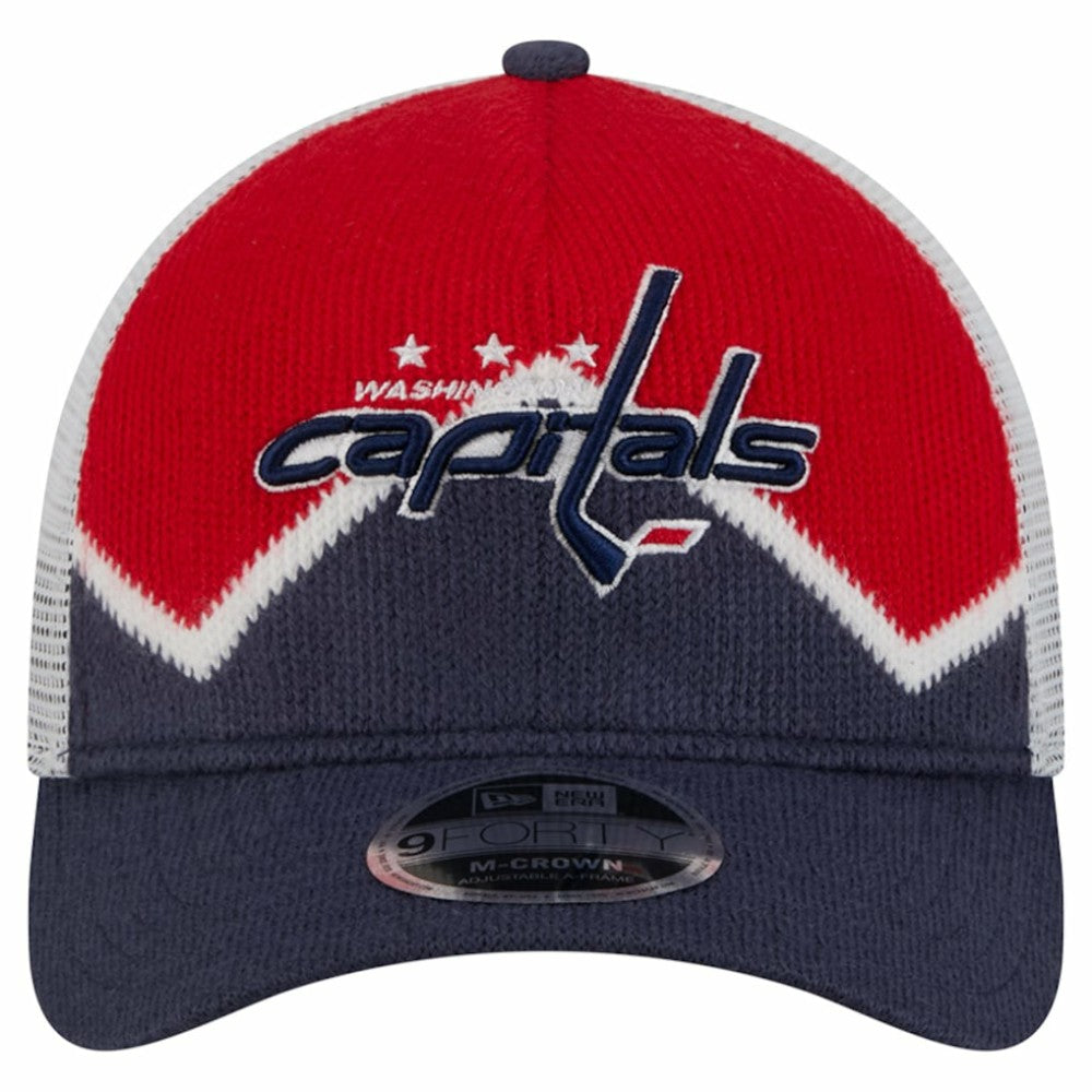 Washington Capitals New Era Hockey Sock 9FORTY A-Frame M-Crown Adjustable Trucker Hat - Navy/Red | US 202715527