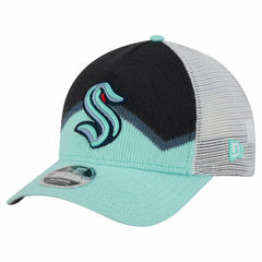 Seattle Kraken New Era Hockey Sock 9FORTY A-Frame M-Crown Adjustable Trucker Hat - Light Blue/Deep Sea Blue | US 202715529