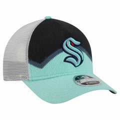 Seattle Kraken New Era Hockey Sock 9FORTY A-Frame M-Crown Adjustable Trucker Hat - Light Blue/Deep Sea Blue | US 202715529