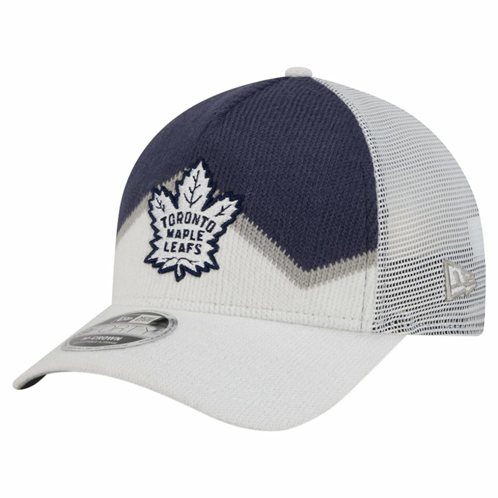 Toronto Maple Leafs New Era Hockey Sock 9FORTY A-Frame M-Crown Adjustable Trucker Hat - White/Blue | US 202715532