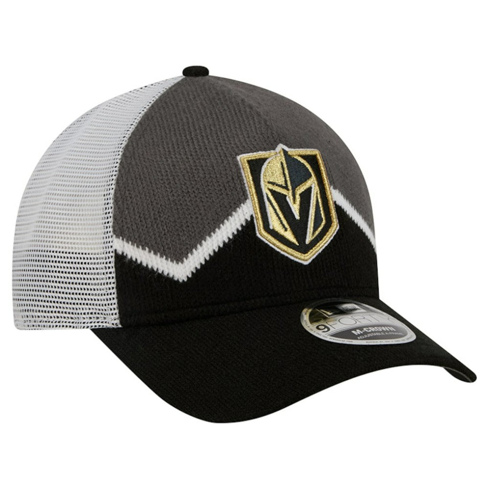 Vegas Golden Knights New Era Hockey Sock 9FORTY A-Frame M-Crown Adjustable Trucker Hat - Black/Gray | US 202715534