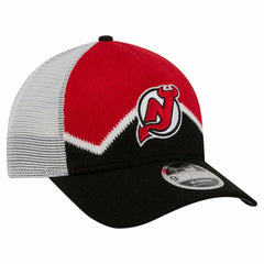 New Jersey Devils New Era Hockey Sock 9FORTY A-Frame M-Crown Adjustable Trucker Hat - Black/Red | US 202715537