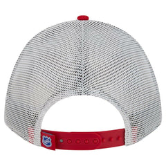 New York Rangers New Era Hockey Sock 9FORTY A-Frame M-Crown Adjustable Trucker Hat - Red/Blue | US 202715540