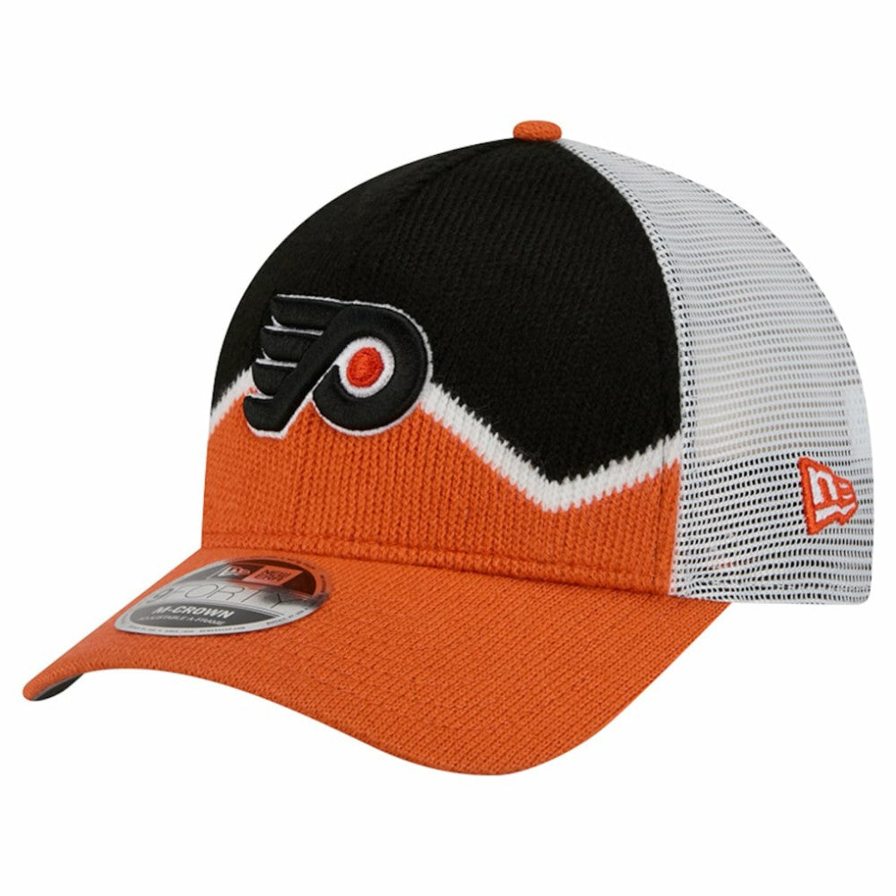 Philadelphia Flyers New Era Hockey Sock 9FORTY A-Frame M-Crown Adjustable Trucker Hat - Orange/Black | US 202715541
