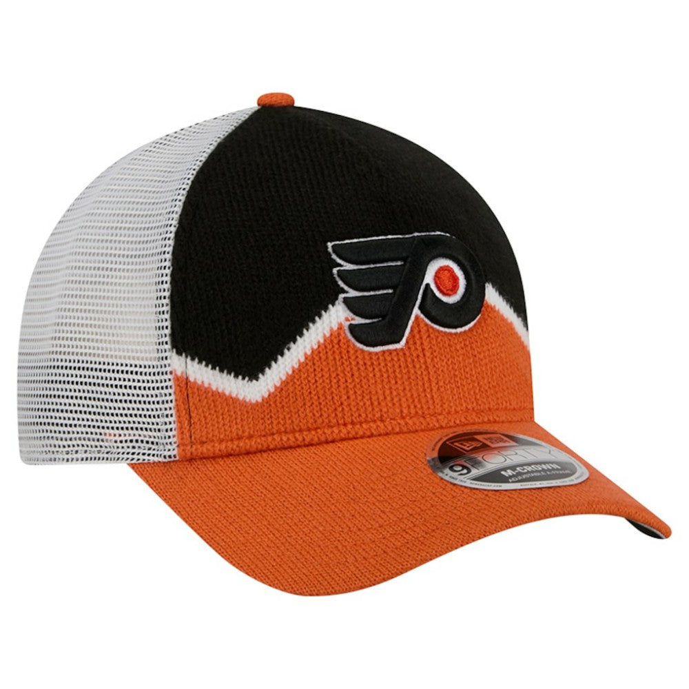 Philadelphia Flyers New Era Hockey Sock 9FORTY A-Frame M-Crown Adjustable Trucker Hat - Orange/Black | US 202715541