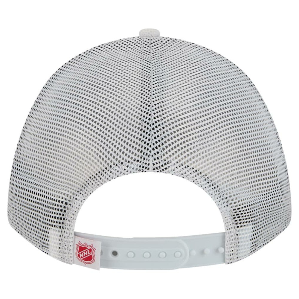 Detroit Red Wings New Era Hockey Sock 9FORTY A-Frame M-Crown Adjustable Trucker Hat - White/Red | US 202715543