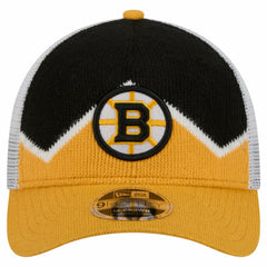 Boston Bruins New Era Hockey Sock 9FORTY A-Frame M-Crown Adjustable Trucker Hat - Gold/Black | US 202715546
