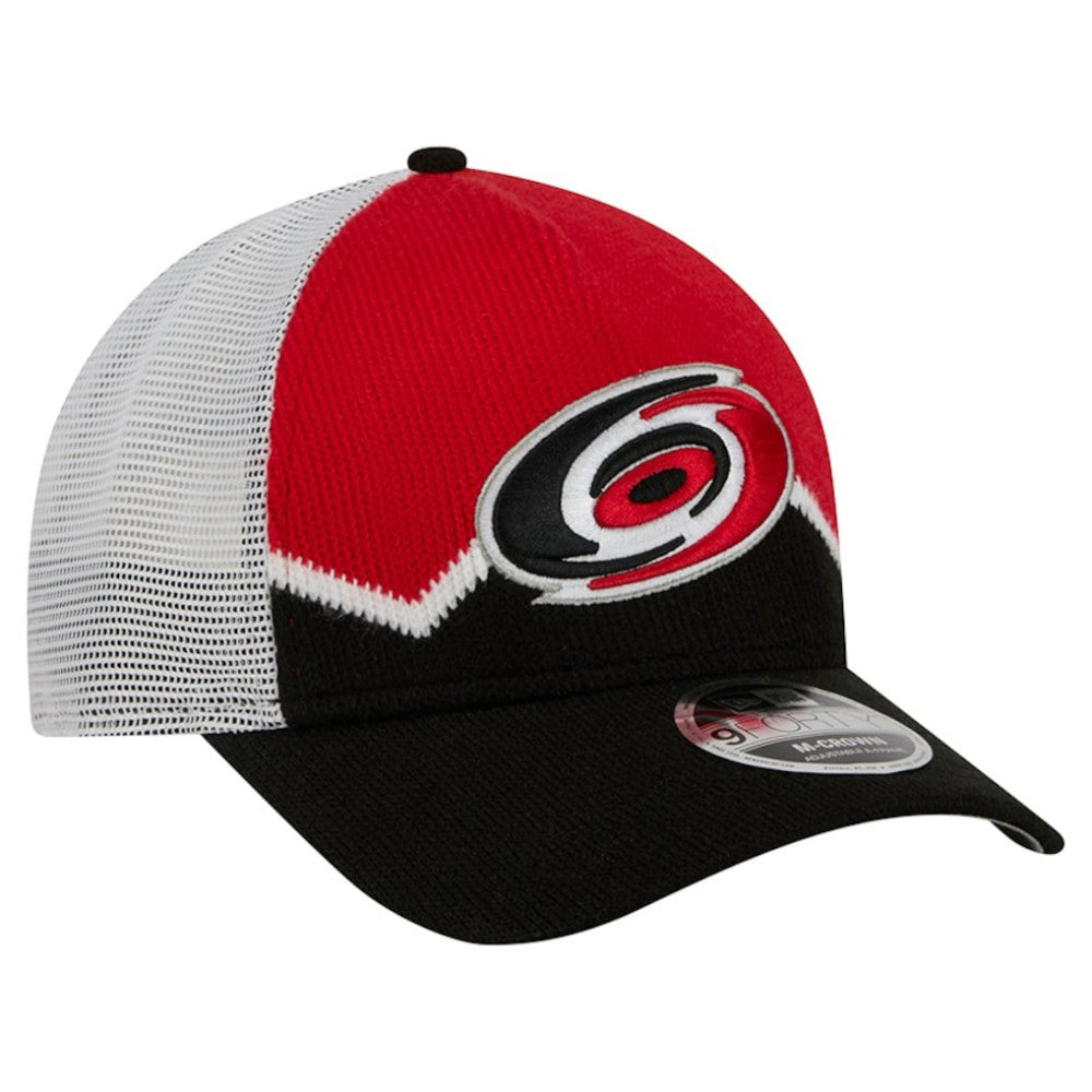 Carolina Hurricanes New Era Hockey Sock 9FORTY A-Frame M-Crown Adjustable Trucker Hat - Black/Red | US 202715548