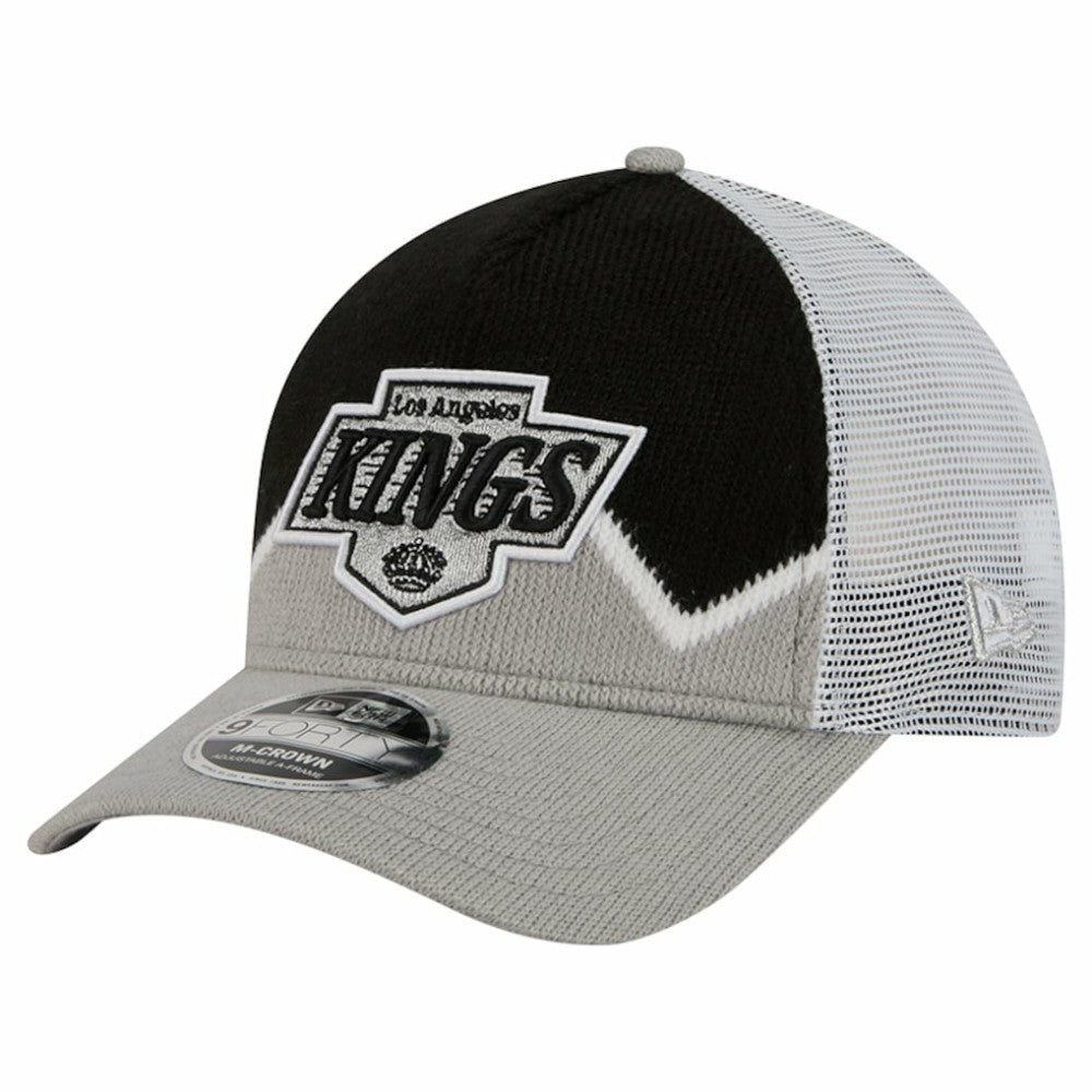 Los Angeles Kings New Era Hockey Sock 9FORTY A-Frame M-Crown Adjustable Trucker Hat - Silver/Black | US 202715550