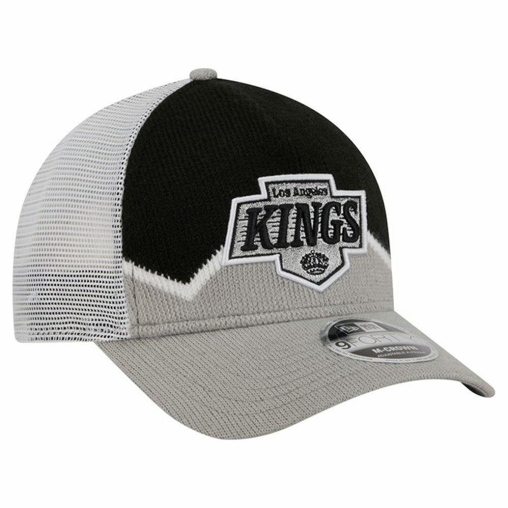 Los Angeles Kings New Era Hockey Sock 9FORTY A-Frame M-Crown Adjustable Trucker Hat - Silver/Black | US 202715550