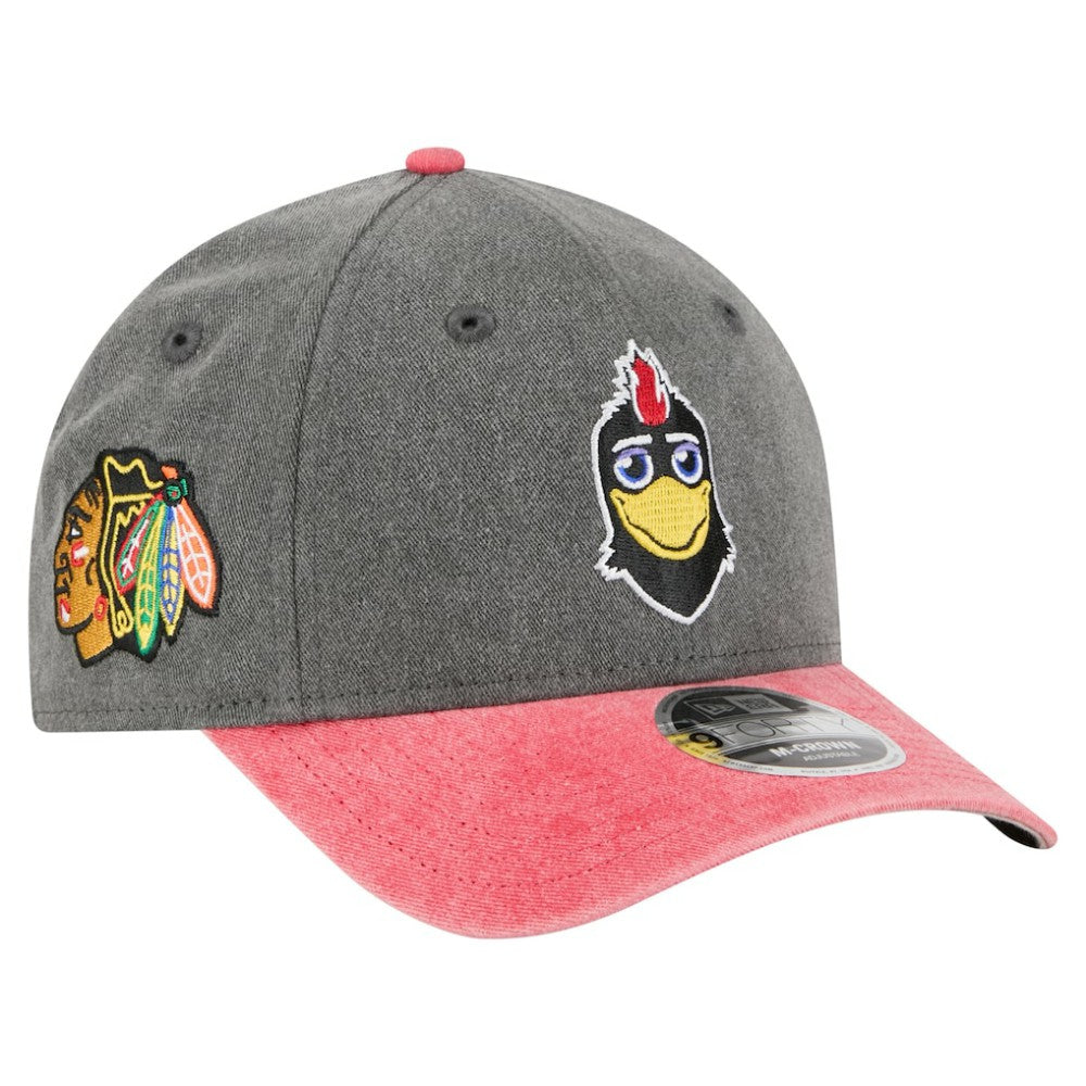 Chicago Blackhawks New Era Mascot 2-Tone 9FORTY Adjustable Hat - Black/Red | US 202715563