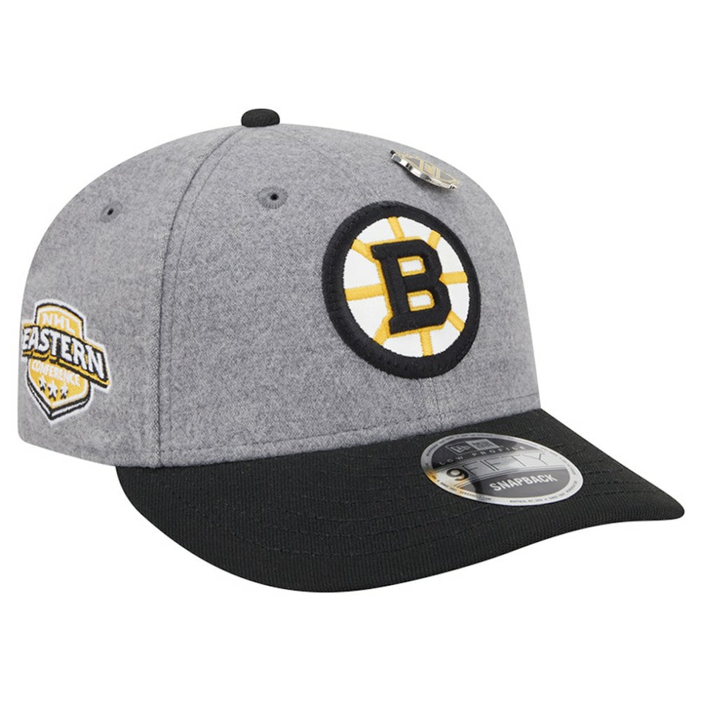 Boston Bruins New Era Wool Pin Low Profile 9FIFTY Snapback Hat - Gray/Black | US 202715571