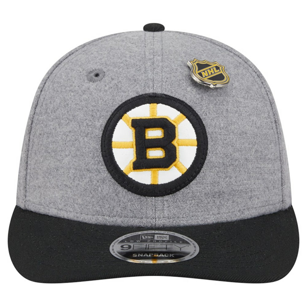 Boston Bruins New Era Wool Pin Low Profile 9FIFTY Snapback Hat - Gray/Black | US 202715571