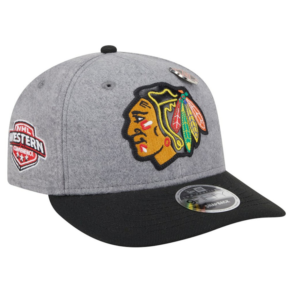 Chicago Blackhawks New Era Wool Pin Low Profile 9FIFTY Snapback Hat - Gray/Black | US 202715572