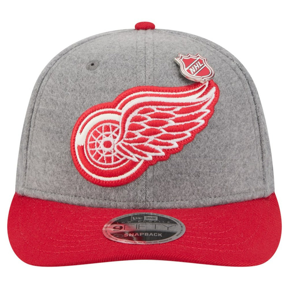 Detroit Red Wings New Era Wool Pin Low Profile 9FIFTY Snapback Hat - Gray/Red | US 202715574