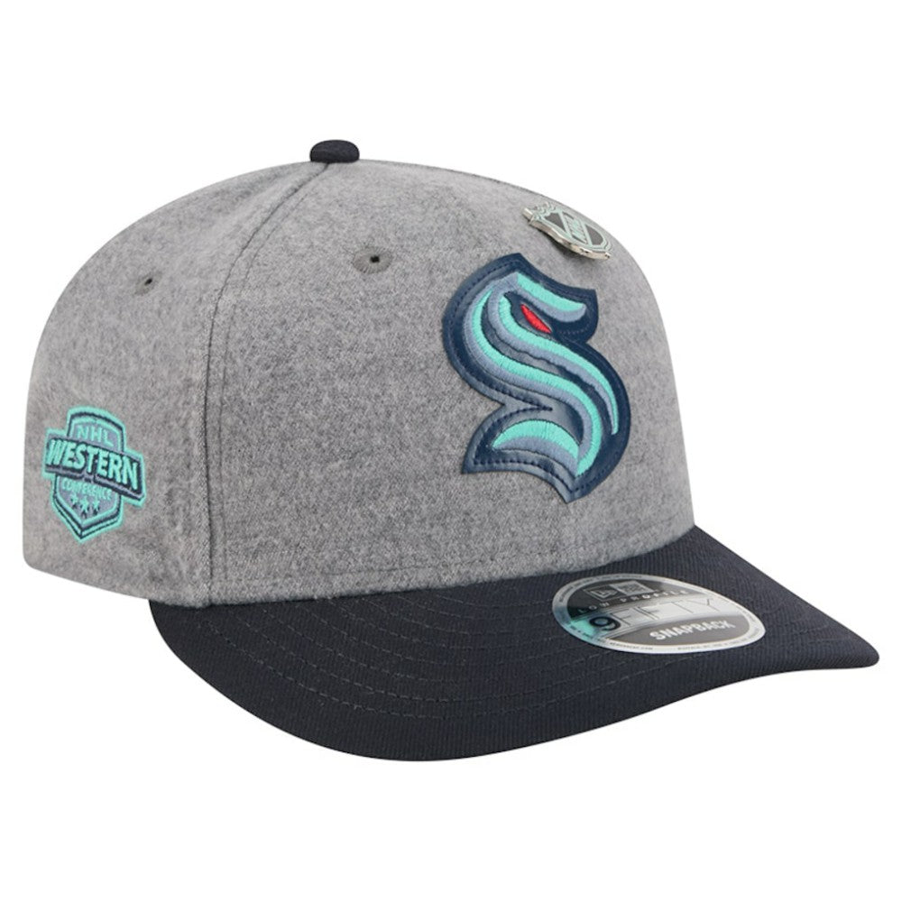 Seattle Kraken New Era Wool Pin Low Profile 9FIFTY Snapback Hat - Gray/Deep Sea Blue | US 202715578