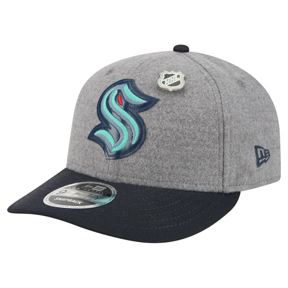 Seattle Kraken New Era Wool Pin Low Profile 9FIFTY Snapback Hat - Gray/Deep Sea Blue | US 202715578