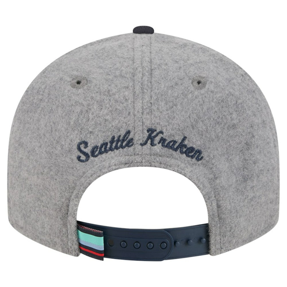 Seattle Kraken New Era Wool Pin Low Profile 9FIFTY Snapback Hat - Gray/Deep Sea Blue | US 202715578