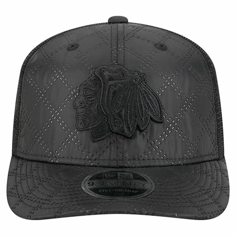 Chicago Blackhawks New Era Quilted Nylon 9SEVENTY Adjustable Trucker Hat - Black | US 202715672