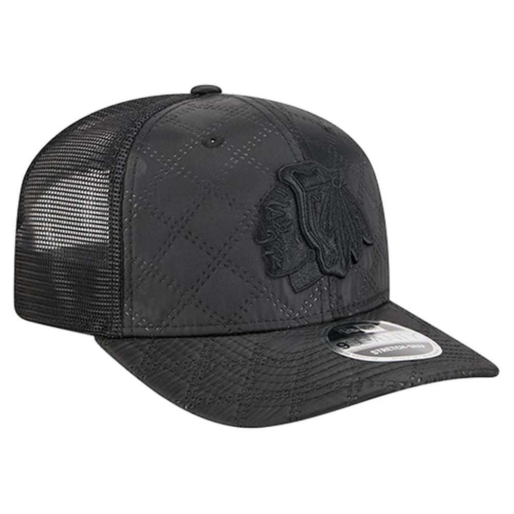 Chicago Blackhawks New Era Quilted Nylon 9SEVENTY Adjustable Trucker Hat - Black | US 202715672
