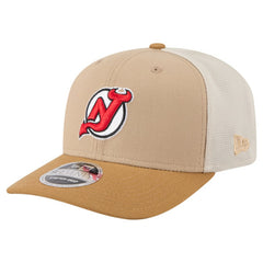 New Jersey Devils New Era Two-Tone Trucker 9SEVENTY Stretch Snap Adjustable Hat - Tan/Light Brown | US 202715682