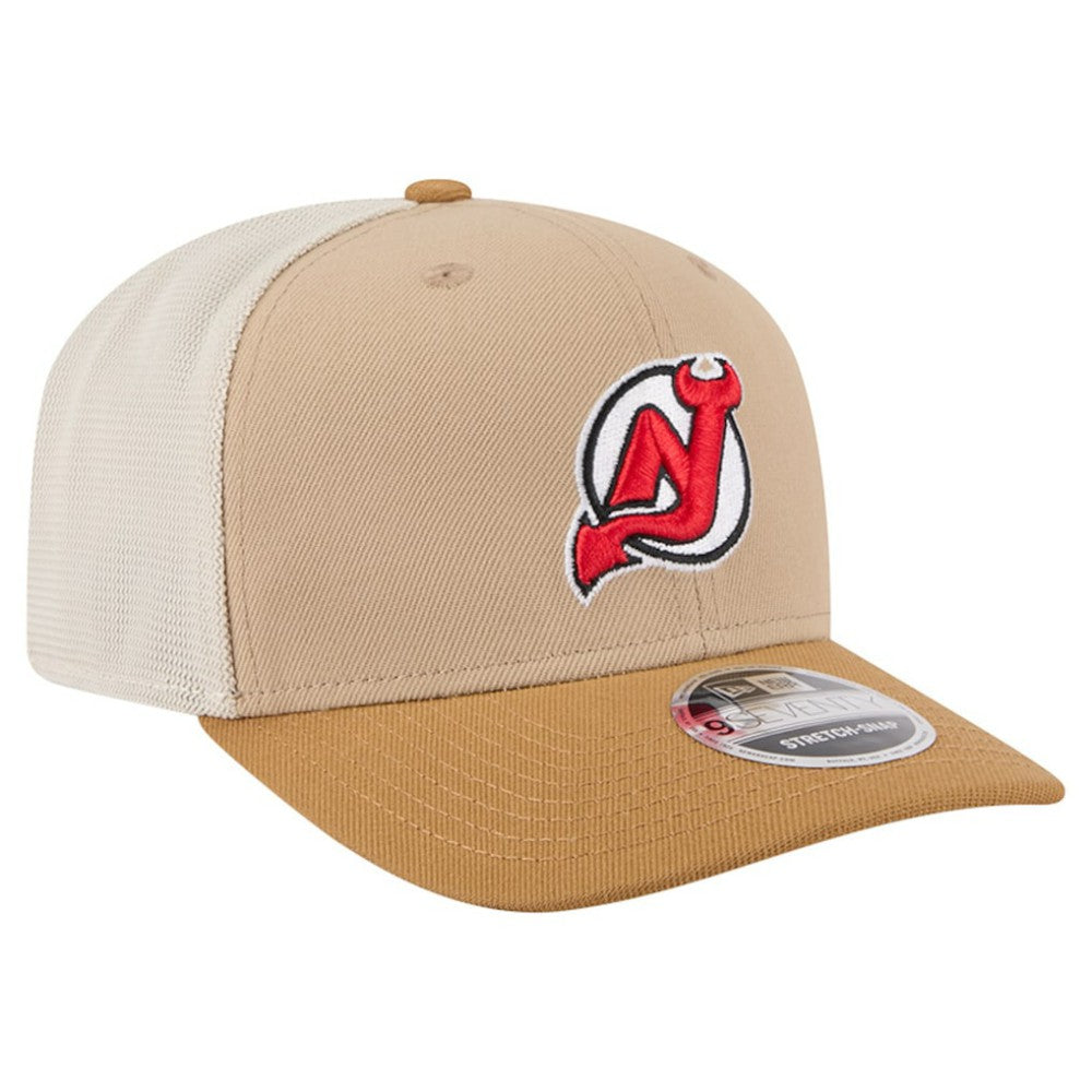 New Jersey Devils New Era Two-Tone Trucker 9SEVENTY Stretch Snap Adjustable Hat - Tan/Light Brown | US 202715682