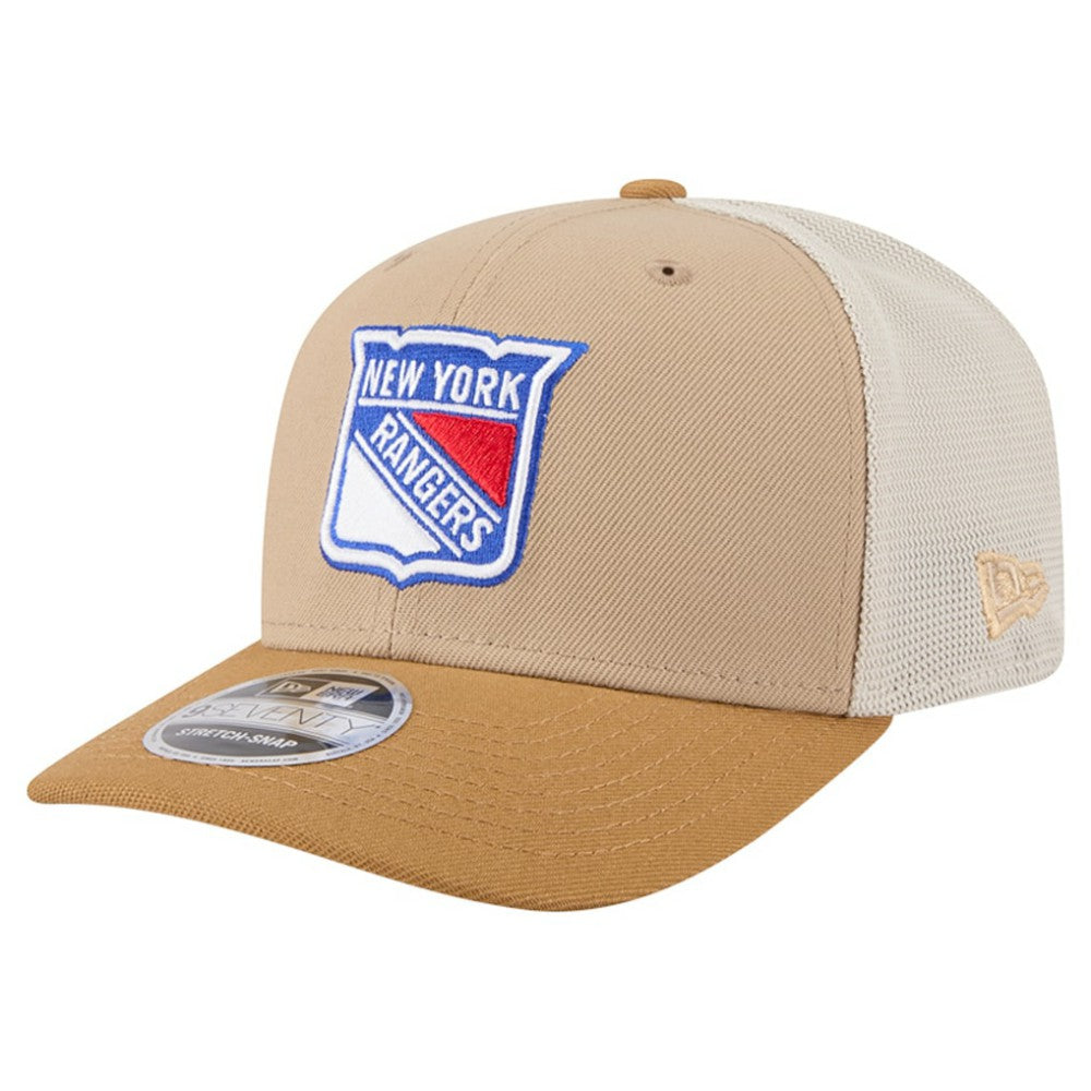 New York Rangers New Era Two-Tone Trucker 9SEVENTY Stretch Snap Adjustable Hat - Tan/Light Brown | US 202715683