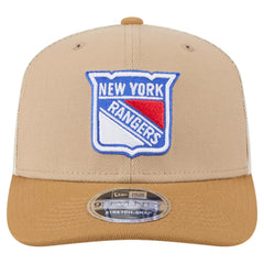 New York Rangers New Era Two-Tone Trucker 9SEVENTY Stretch Snap Adjustable Hat - Tan/Light Brown | US 202715683