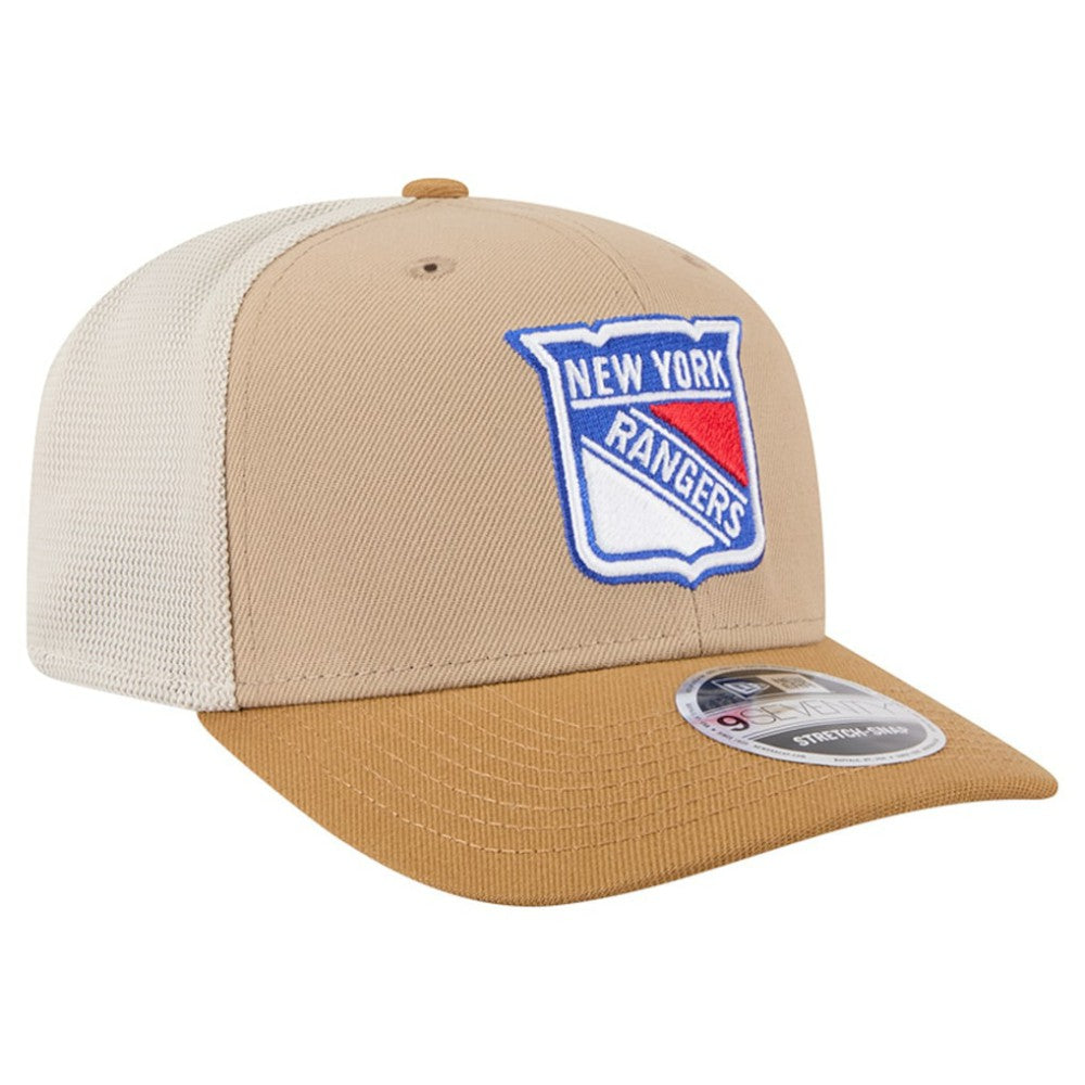 New York Rangers New Era Two-Tone Trucker 9SEVENTY Stretch Snap Adjustable Hat - Tan/Light Brown | US 202715683